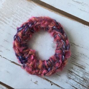 Textured multicolor handmade crocheted scrunchie